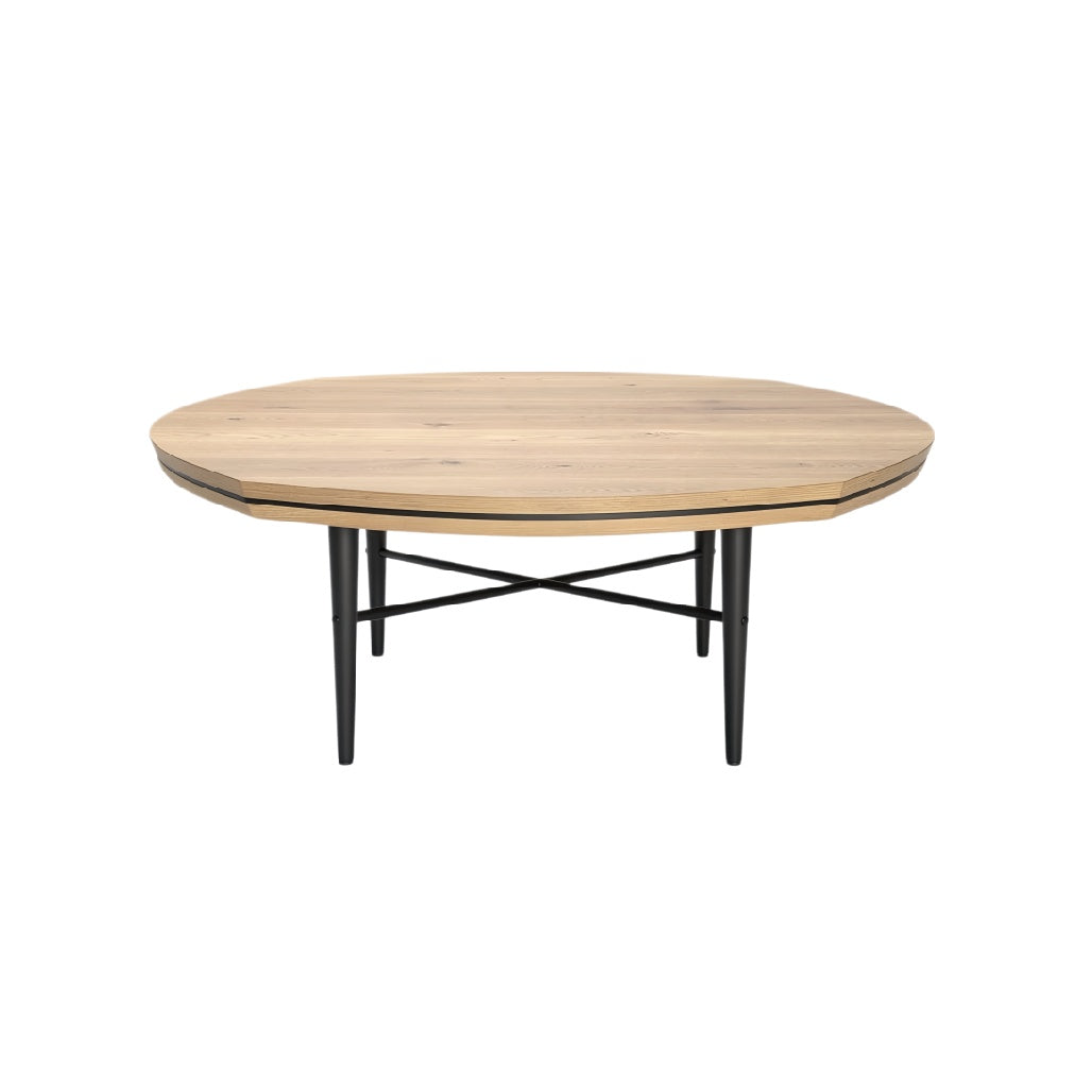 Modern Ovale Houten Eettafel met Zwarte Sledepoten**