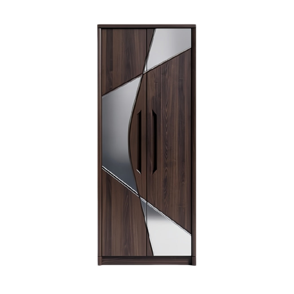 ** Moderne kast met spiegelpaneel en houten afwerking