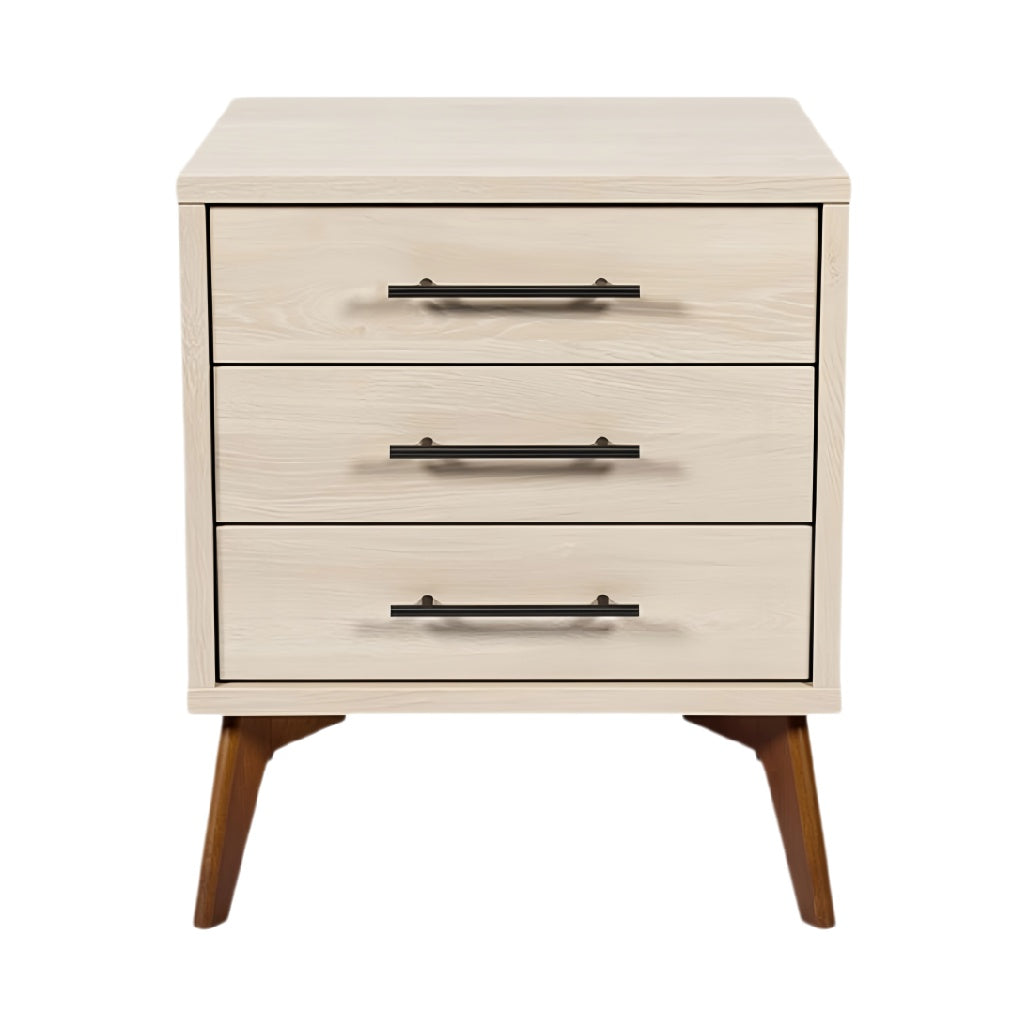 **Nachttafel met 3 Lades en Houten Poten**