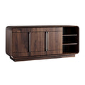 Moderne houten tv-kast met drie deuren en open planken**