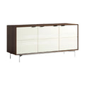 Moderne witte en houten dressoirkast met metalen poten**