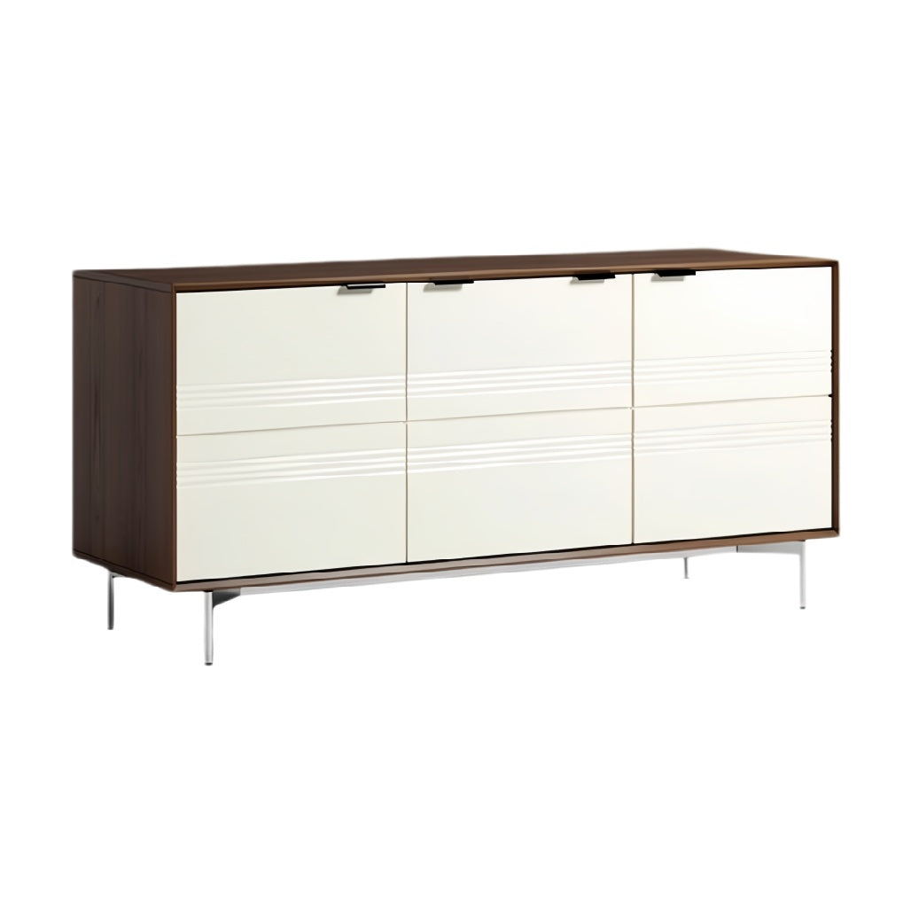 Moderne witte en houten dressoirkast met metalen poten**
